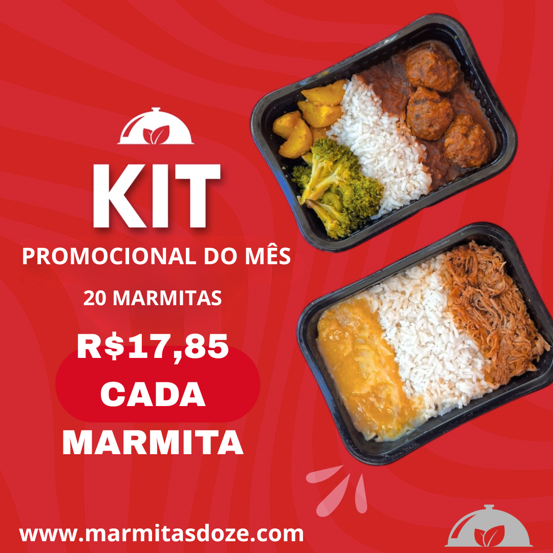 KIT PROMOCIONAL DO MÊS - 20 MARMITAS POR R$17,85 CADA