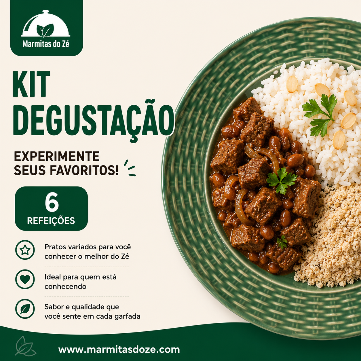 Kit PROMOCIONAL - 6 Marmitas - R$16,67 Cada Marmita