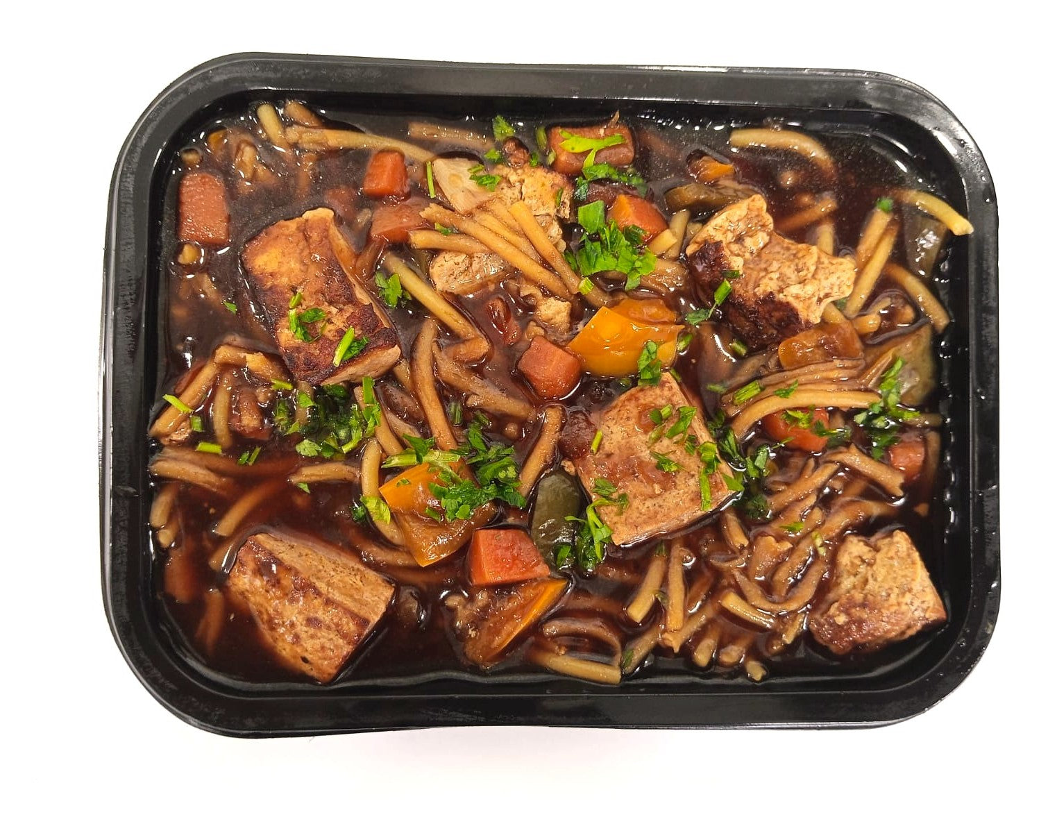 Tofu a xadrez + Espaguete sem gluten